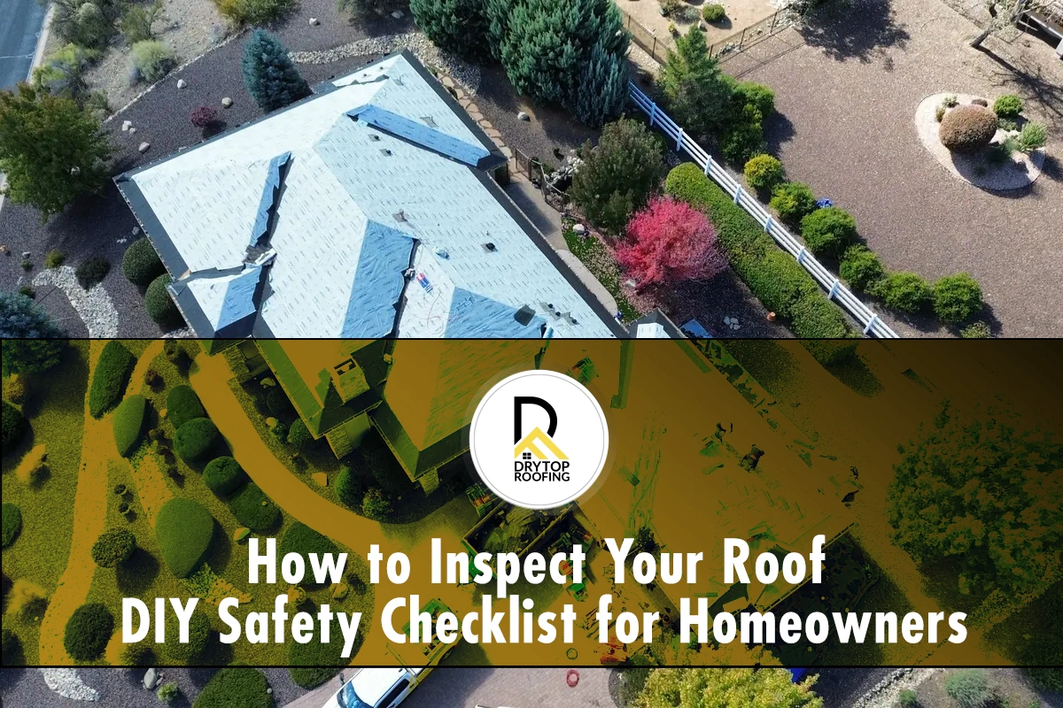How to inspect your roof: aerial view of crews repairing shingles and underlayment