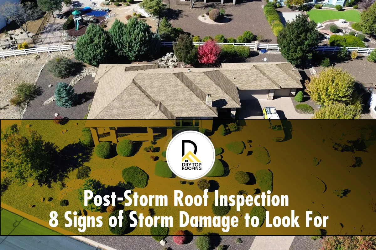 Post-Storm-Roof-Inspection-8-Signs-of-Storm-Damage-to-Look-For Missing shingles and exposed decking at the roof edge are signs of roof damage after a storm for Drytop.