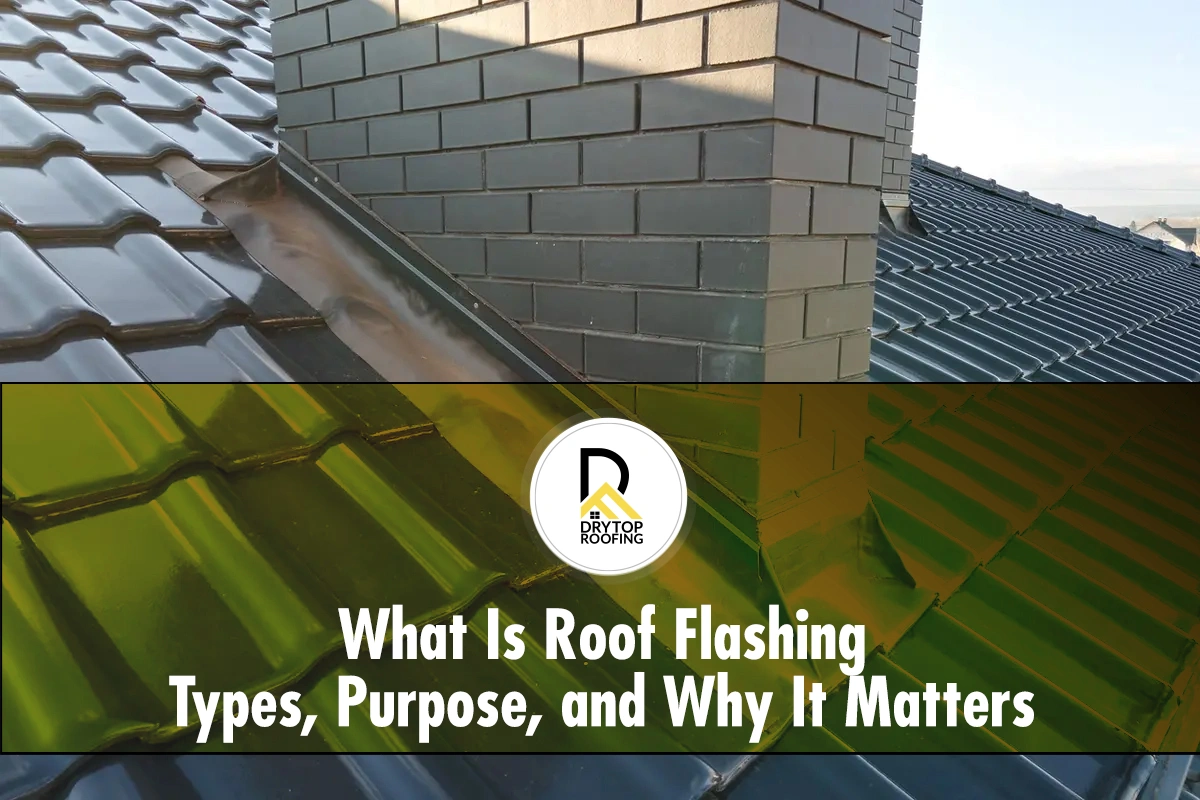What-Is-Roof-Flashing-Types-Purpose-and-Why-It-Matters What is roof flashing: branded roof graphic showing chimney flashing on tile roofing in Arizona sun.