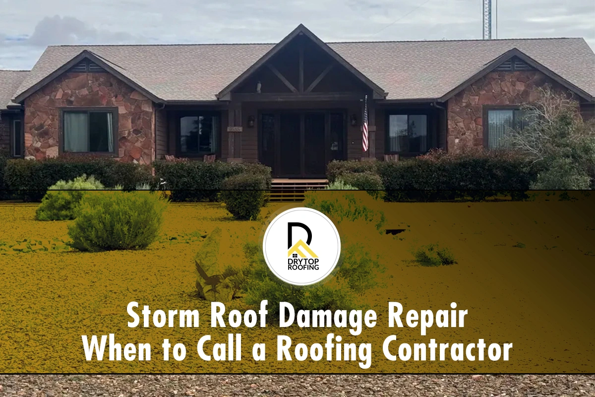 when to call a roofer after a storm shown through a residential roof being inspected after severe weather.